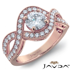 Milgrain Twisted Vine Pave Set diamond Ring 18k Rose Gold