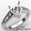 Baguette Channel Diamond Engagement Ring 18k White Gold Heart Semi Mount 0.85Ct - javda.com 