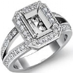 0.6Ct Diamond Engagement Ring Emerald Semi Mount Halo Setting 18k Gold White