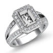 0.6Ct Diamond Engagement Ring Emerald Semi Mount Halo Platinum 950 - javda.com 