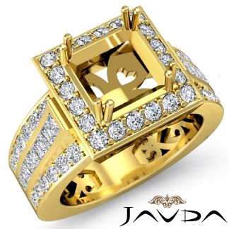 1.25Ct Diamond Engagement Ring 14k Gold Yellow Princess Semi Mount Halo Setting