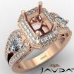 Radiant Diamond Engagement Halo 3Stone Ring Set 18k Rose Gold Semi Mount 1.85Ct - javda.com 