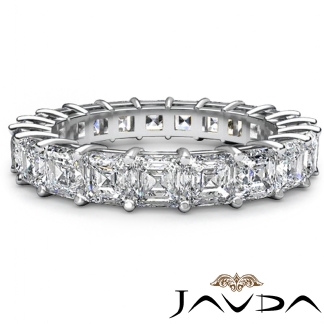 Asscher Cut Diamond Women's Eternity Wedding Band Ring 14k Gold White 3.55Ct