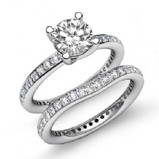 Eternity Pave Bridal Set diamond Ring 18k Gold White