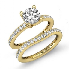 Eternity Pave Bridal Set diamond  14k Gold Yellow