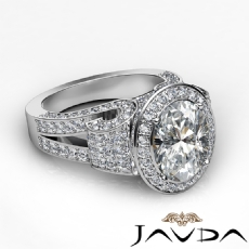 Split Shank Antique Style Halo diamond Ring 18k Gold White