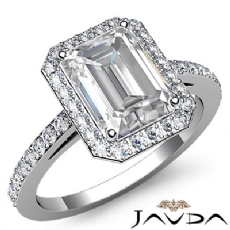 Filigree Halo Pave Sidestone diamond Ring 18k Gold White