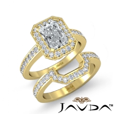 Filigree Halo Pave Bridal Set diamond  18k Gold Yellow