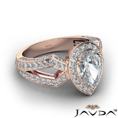 Halo Micro Pave Split Shank diamond Ring 18k Rose Gold