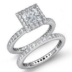 Eternity Halo Bridal Set diamond Ring 14k Gold White
