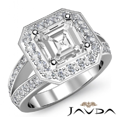 Split Shank Halo Sidestone diamond Ring 14k Gold White