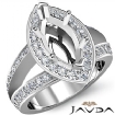 Marquise Semi Mount Diamond Engagement Halo Pave Setting Ring 14k Gold White 0.64Ct