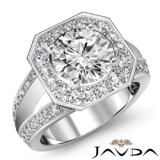 V-Shaped Split Shank Halo Pave diamond Ring 18k Gold White