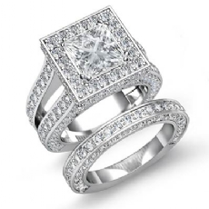 Split Shank Square diamond Ring 18k Gold White