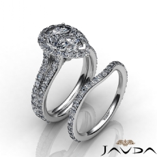 Halo Pave Split Shank Bridal diamond Ring Platinum 950
