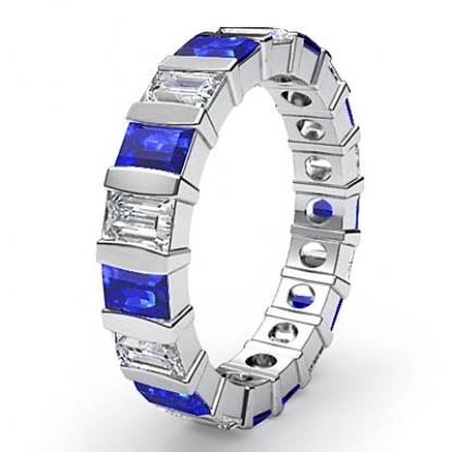 Sapphire baguette wedding on sale band