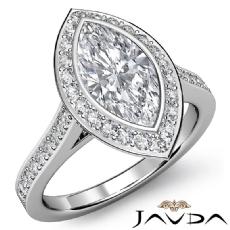 Halo Micro Pave Bezel Accent diamond Ring 18k Gold White