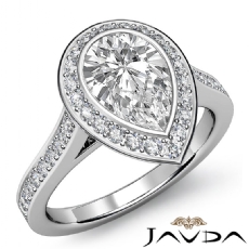 Halo Pave Bezel Set Cathedral diamond Ring 14k Gold White