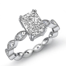 Milgrain Edge Eternity Prong diamond Ring 18k Gold White