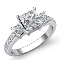 3 Stone Sidestone Prong Set diamond Ring 18k Gold White
