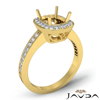 Diamond Engagement Cushion Semi Mount Halo Pre-Set Ring 18k Gold Yellow 0.36Ct