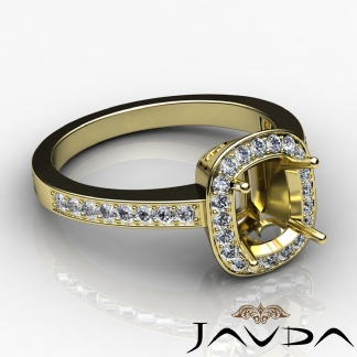 Diamond Engagement Cushion Semi Mount Halo Pre-Set Ring 18k Gold Yellow 0.36Ct