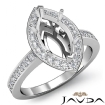 Diamond Engagement Halo Pave Setting Ring Marquise Semi Mount 18k White Gold 0.38Ct - javda.com 