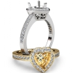 Halo Pave Setting Diamond Engagement Ring Heart Semi Mount 14k White Gold 0.35Ct - javda.com 
