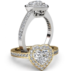 Halo Micro Pave Set Filigree diamond Ring 14k Gold White