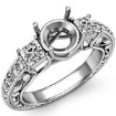 Three 3 Stone Diamond Engagement Ring Princess Round Semi Mount Platinum 950 0.4Ct