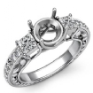 3 Stone Diamond Engagement Ring Princess Round Setting Platinum 950 0.4Ct - javda.com 