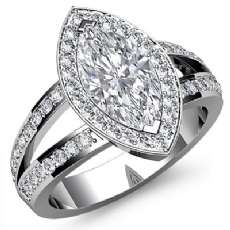 Halo Split-Shank Pave Set diamond Ring 18k Gold White