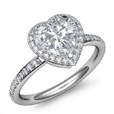 Pave Setting Halo Sidestone diamond Ring Platinum 950