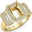 Round Diamond 3 Stone Anniversary Emerald Semi Mount Ring Setting 14k Gold Yellow 0.95Ct