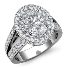 Vintage Halo Split Shank diamond Ring 14k Gold White