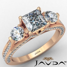 Three Stone Bridge Accent diamond Hot Deals 14k Rose Gold