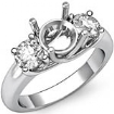 Round Semi Mount Diamond Three 3 Stone Engagement Ring Setting Platinum 950 0.8Ct