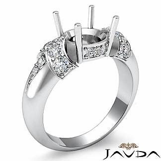 0.35Ct Round Diamond Solitaire Pave Setting Engagement Ring 14k Gold White Semi Mount