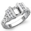 0.2Ct Carved Design Emerald Diamond Engagement Ring Setting 14k White Gold - javda.com 
