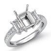 Round Diamond 3 Stone Engagement Ring Emerald Setting Platinum 950 0.85Ct - javda.com 
