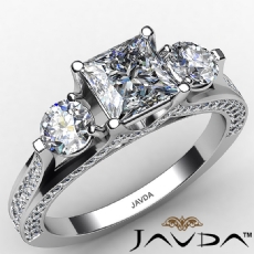 Three Stone Bridge Accent diamond Hot Deals Platinum 950