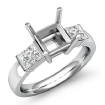 Princess Diamond 3 Stone Engagement Ring Semi Mount 14k White Gold 0.6Ct - javda.com 