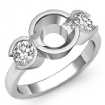 Round Diamond 3 Stone Engagement Ring Bezel Semi Mount Platinum 950 0.6Ct - javda.com 