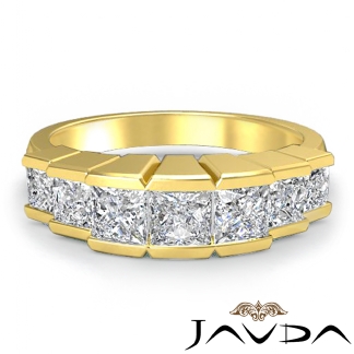 Princess Square Channel Diamond Women's Wedding Ring in 14k Gold Yellow Band 1Ct