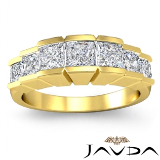 Princess Square Channel Diamond Women's Wedding Ring in 14k Gold Yellow Band 1Ct