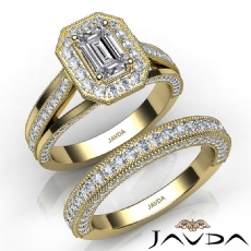 Split Shank Halo Bridal Set diamond Ring 14k Gold Yellow