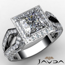 Halo Pave Filigree Split Shank diamond Ring 18k Gold White