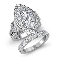 Circa Halo Vintage Bridal Set diamond Ring 18k Gold White