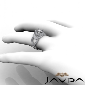 1.8Ct Diamond Engagement Ring Halo Setting Platinum 950 Cushion Semi Mount