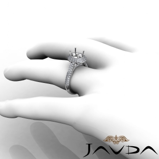 1.5Ct Diamond Engagement Ring Halo Pave Setting 14k Gold White Oval Semi Mount